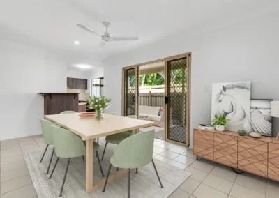 Empty room transformed with virtual furniture staging for real estate property marketing in Europe.