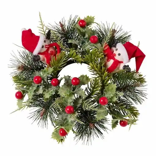 Professional image masking service for a Christmas wreath, featuring a precise cutout of complex pine needles.