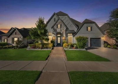 Professional day-to-dusk real estate photo editing for a beautiful exterior USA residential property.