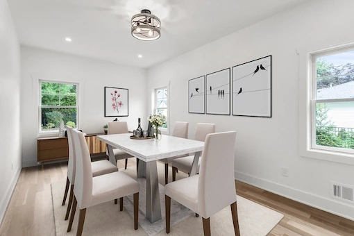 Scandinavian virtual staging in empty living room